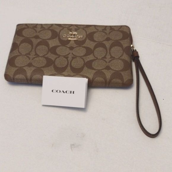 NEW Coach Large Faux Leather Wristlet Wallet with Signature Brown Logo - Picture 6 of 7
